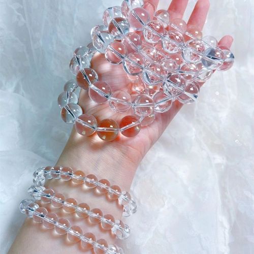 7A Natural Clear Quartz Crystal Round Beads 6mm-12mm Genuine Clear Quartz Bracelet