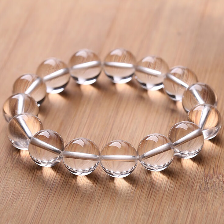 7A Natural Clear Quartz Crystal Round Beads 6mm-12mm Genuine Clear Quartz Bracelet
