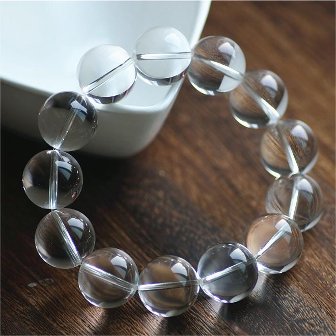 7A Natural Clear Quartz Crystal Round Beads 6mm-12mm Genuine Clear Quartz Bracelet