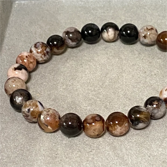 AAAAA Natural Black Sakura Agate Round Beads Beautiful bracelet  9mm-12mm