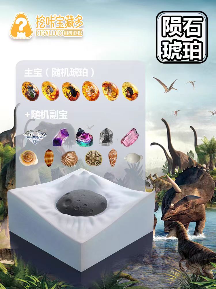 Excavation Dig Kit, missing dinosaur, can be found amber in soap, Digging Fossil Kit Model Toys Educational Realistic Toys for Kids