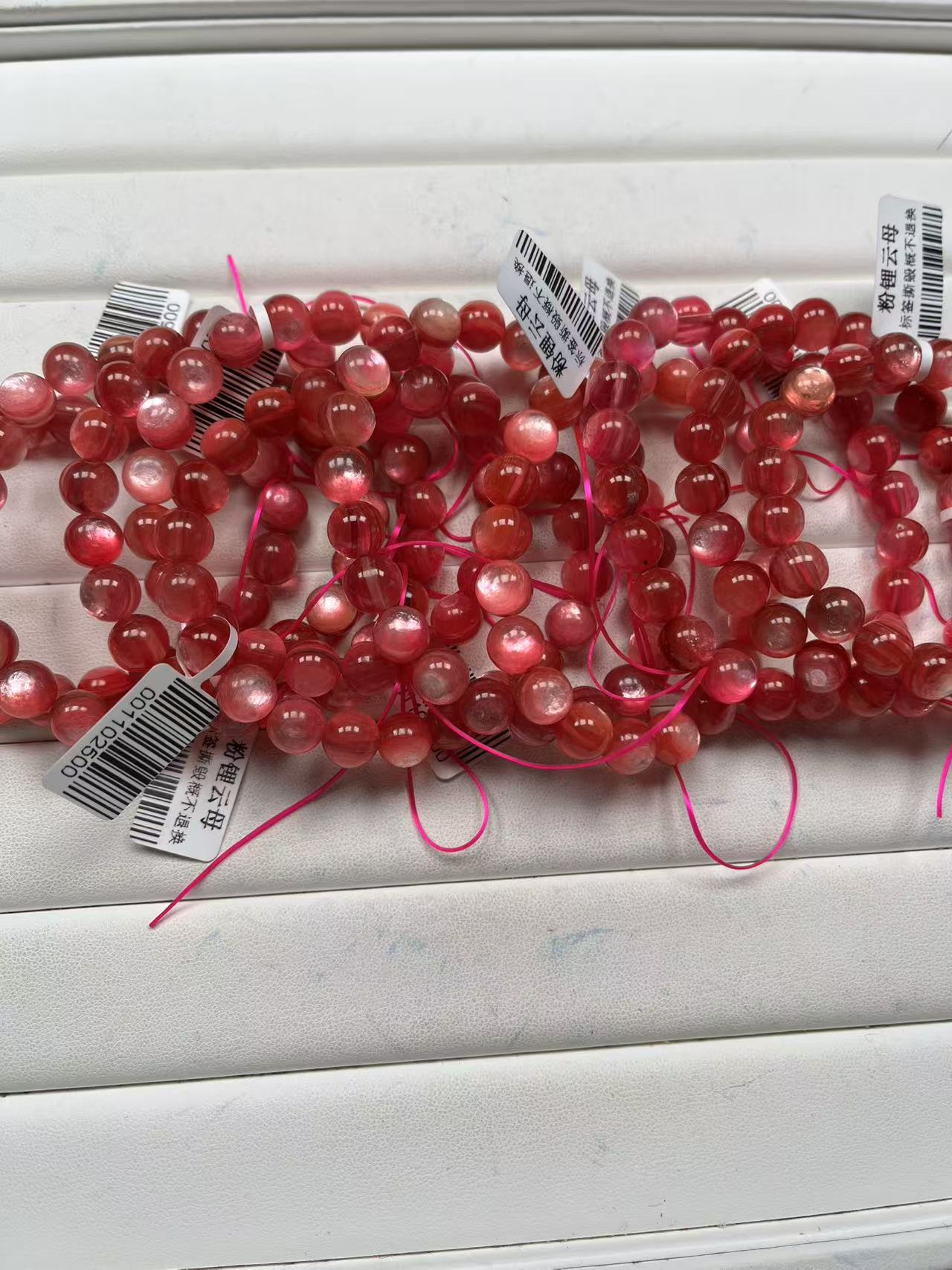 5A Natural Light Pink Lepidolite Round Beads Bracelet